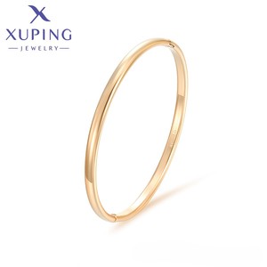 X000937700 Xuping đồ trang sức mới đến thiết kế đồng bằng 18K vàng mạ đồ trang sức phụ nữ Vòng đeo tay Bangle - Product Image 1