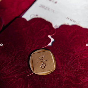 Luxury Gravure <strong>Printing</strong> Invites Elegant Burgundy Floral Velvet Wedding <strong>Invitation</strong> with <strong>Personalized</strong> Gold Wax Seal Mariage Invite - Product Image 5