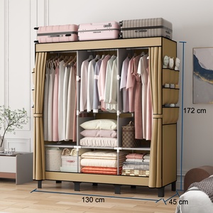 Armoire de Rangement Pliante Économique en Tissu Toile pour Vêtements, Meuble de Chambre à Coucher - Product Image 4