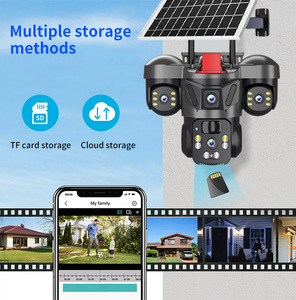 Caméra de sécurité solaire V380 <span class=keywords><strong>Pro</strong></span> 9MP <span class=keywords><strong>HD</strong></span> avec PTZ, réseau sans fil WIFI, surveillance à distance, sirène intégrée, micro, capteur CMOS, CCTV, 3 objectifs - Product Image 6