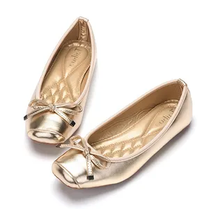 TH5001/Обувь для девушек; Цвет золотой; Женские балетки на плоской подошве; Женская обувь на плоской подошве