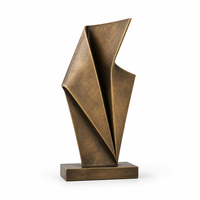 Trophée en métal polyèdre écologique, bronze, à facettes, formes pliées ascendent vers le haut, logo personnalisé UV, trophée de récompense, cadeaux pour salons professionnels