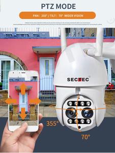 Hệ Thống <span class=keywords><strong>Camera</strong></span> Vòm Tốc Độ Sectec Full HD 1080P, Ống Kính Kép, Chống Nước, Kết Nối Wifi, <span class=keywords><strong>Camera</strong></span> An Ninh Không Dây Wifi, IP, Ptz, Dùng Ngoài Trời - Product Image 5