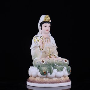 Statue de Bouddha Guanyin Bodhisattva en jade blanc creux, provenant de la montagne Putuo de la mer du Sud de Chine, déité porteuse de bénédictions pour les enfants, symbole de paix et de sécurité - Product Image 3