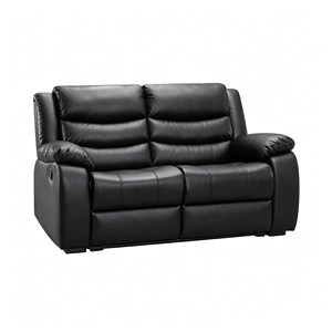 Black PU Leather Reclining <b>Sofa</b> <b>Set</b> with 3 Seats and Padded Arms for Living Room - Product Image 4