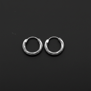 Pendientes de Aro Personalizados para Hombre, Acero Inoxidable 316L Hipoalergénico, Diseño Trenzado, Estilo Vintage Minimalista, Regalo - Product Image 1