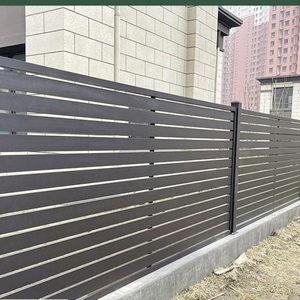 Valla <span class=keywords><strong>de</strong></span> aluminio <span class=keywords><strong>de</strong></span> 8 pies <span class=keywords><strong>de</strong></span> altura, cubierta <span class=keywords><strong>de</strong></span> valla <span class=keywords><strong>de</strong></span> WPC, Estate, color negro, sin excavar, pantalla Horizontal <span class=keywords><strong>de</strong></span> privacidad - Product Image 4