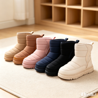 Bottes d'hiver confortables et isolées pour enfants, imperméables, à semelle profonde, avec fermeture auto-agrippante et doublure en fourrure, idéales pour l'école