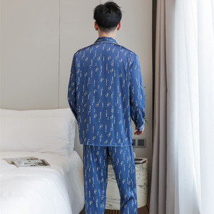 Pijama <span class=keywords><strong>de</strong></span> seda helada para hombre, pantalones largos <span class=keywords><strong>de</strong></span> manga larga con solapa, traje <span class=keywords><strong>de</strong></span> noche <span class=keywords><strong>de</strong></span> dos piezas, ropa <span class=keywords><strong>de</strong></span> dormir <span class=keywords><strong>de</strong></span> talla grande <span class=keywords><strong>de</strong></span> satén para otoño <span class=keywords><strong>2022</strong></span> - Product Image 6