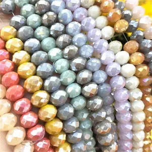 4/6/8/10mm Coating AB Rondelle Natural Austria Crystal Faceted Glass Loose Spacer Beads For DIY Necklace Bracelet Jewelry Making