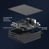 Mini PC sans ventilateur, Windows 11, Core i7-10510U, 16 Go de RAM, 256 Go de SSD, ordinateurs de bureau miniatures Linux, 6 ports COM RS232/422/485, GPIO, 4K 3xDisplay