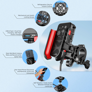 <span class=keywords><strong>Soporte</strong></span> para Teléfono con Puerto de Carga Tipo-C y USB, Ventilador de Refrigeración, Rotación de 360 Grados, Material PA66, para Motocicleta - Product Image 5