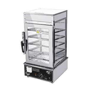 Commercial Bun Steamer 5-Layer Restaurante Bun Warmer Electric Food Steamer com 11.8x11.8 Inch Racks Store Food Hot Showcase