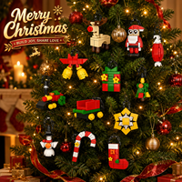Mini-ornements de Noël EPT : Blocs de construction DIY, pendentifs à suspendre, ensemble de briques, décoration d'arbre de Noël, jouet, styles assortis, cadeau