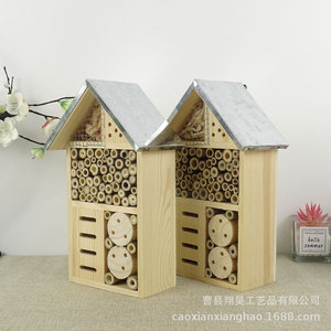 Nichoir à insectes en bois 25x12x7cm Couleur bois naturel Nid d'abeilles extérieur Style moderne et simple - Product Image 3