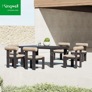 Modern <strong>6</strong> <strong>Seater</strong> Outdoor Aluminum Frame <strong>Garden</strong> Dining <strong>Table</strong> <strong>and</strong> <strong>Chairs</strong> Set <strong>Round</strong> Patio Dining Set for Courtyard Hotels - Product Image 2