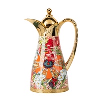 Termo de brocado floral de 1050ml, gran capacidad, con revestimiento de vidrio para el hogar, tetera para guisos, nuevo estilo chino, modelo de venta al por mayor de China