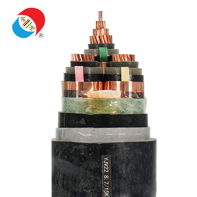 XLPE Power Cable 8.7/15kv Submarine YjV YjV22 Copper Wire PE PVC Insulation 16A Rated Current for Power Power Cable Power