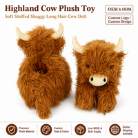 Peluche Vache des Highlands Douce et Moelleuse à Poils Longs avec Cornes Marron OEM ODM Personnalisable Vente en Gros