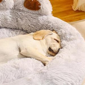 Lit pour chien et chat, design classique imprimé, en fibres, toutes saisons, lavable, rond, chaud, confortable, durable - Product Image 4