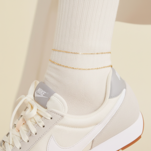 Tobillera con Cadena de Ancla con Incrustaciones de Diamantes, Chapada en Oro de 18K, Estilo Bonito para Regalo, Material de Acero Inoxidable y Perla - Product Image 1