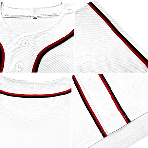 Maillot de baseball respirant unisexe à manches courtes blanc avec bordure rouge, fermeture boutonnée, vêtements de sport pour adultes toutes saisons - Product Image 4