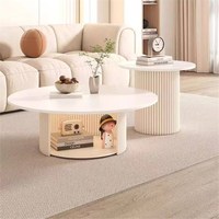 Table basse ronde en pierre frittée de style français, table à thé minimaliste pour petit salon, mobilier de maison