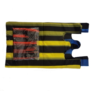 Custom Cheap Hdpe Food Plain <b>Plastic</b> Stripe T-shirt Shopping Poly Vest Carrier Bag On <b>Roll</b> With Logo For Supermarket - Product Image 6