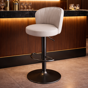 Chaise pivotante en cuir de haute qualité et acier inoxydable, design moderne, idéale pour la maison, le bar, l'hôtel, le salon, la boîte de nuit, réglable en hauteur - Product Image 5