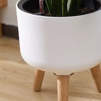 Pot Bunga Lianshu HP-002 Custom PP Self-Watering dengan Alas Vas Lantai Gaya Santai untuk Ruang Tamu, Tersedia Kustomisasi