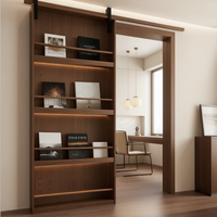 Paravent en bois massif sur mesure, cloison de style farmhouse avec porte coulissante, étagère de rangement autoportante pour la maison, le bureau ou l'hôtel