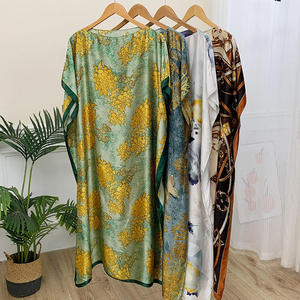 Robe longue décontractée africaine en coton à manches courtes pour femme, motif imprimé, avec foulard, ensemble de vêtements africains pour femme avec diamants, style <span class=keywords><strong>Boubou</strong></span> - Product Image 6