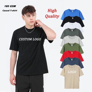 Camisetas Casuales Oversize de Alta Calidad al por Mayor 180 GSM Negras para Hombre 100% Algodón con Diseño de Logo Personalizado e Impresión en Serigrafía - Product Image 1