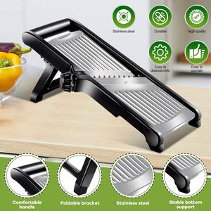 Affettatrice mandolina regolabile, mandolina con guanti resistenti al taglio, affettatrice per cucina in acciaio inox - Product Image 6