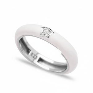 Joyería de Plata de Ley 925 Hecha a Mano en Turquía con Diseño de Estrella Minimalista en Esmalte Blanco, Venta al Por Mayor - Product Image 2