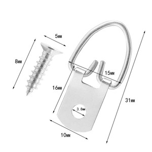 Gran oferta, 50 Uds., herrajes para colgar imágenes de un solo orificio, colgadores de imágenes de anillo en D de alta resistencia con tornillos, un solo orificio - Product Image 2