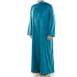 新デザインサウジアラビアThobe Jubahインドネシアイスラム教徒のドレスグリーン、ネイビー、ブラック男性アバヤファッション - Product Image 6