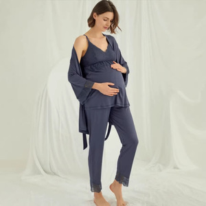 Pijamas de Maternidad al por Mayor de Fábrica/OEM, Pijamas de Primavera y Verano, Camisola, Conjunto de Tres Piezas, Ropa de Dormir, Pijamas de <span class=keywords><strong>Lactancia</strong></span> - Product Image 2