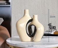 Vase à fleurs en céramique décoratif pour la maison et l'hôtel, plaqué or blanc de luxe