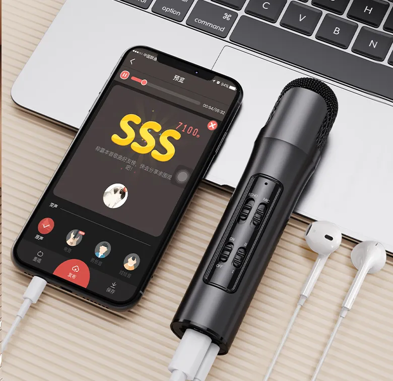 Kleine Mic Draagbare Stereo Opname Mic Ktv Karaoke Mini Microfoon Draadloos Voor Mobiele Telefoon