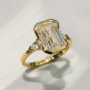 Anillo de lujo de oro de 14K/18K para mujer con diamante cultivado en laboratorio de 3,2 CT y piedras laterales de 0,24 CT, joyería de boda/diaria de 2.974G - Product Image 4