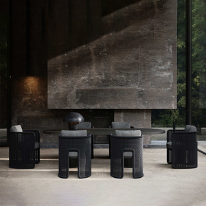 Ensemble de salle à manger en corde pour jardin, table et chaises, ensemble de chaises de salle à manger d'extérieur en corde - Product Image 3