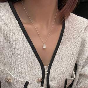 Collier pendentif en argent sterling S925 avec un seul diamant, larmes de sirène, design élégant et haut de gamme, invisible et transparent, perle luxueuse - Product Image 4