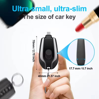 Mini chargeur portable porte-clés Power Bank Type-C 1500 mAh, charge rapide, entrée USB sans fil, affichage LED, fonctionnalités de location d'urgence