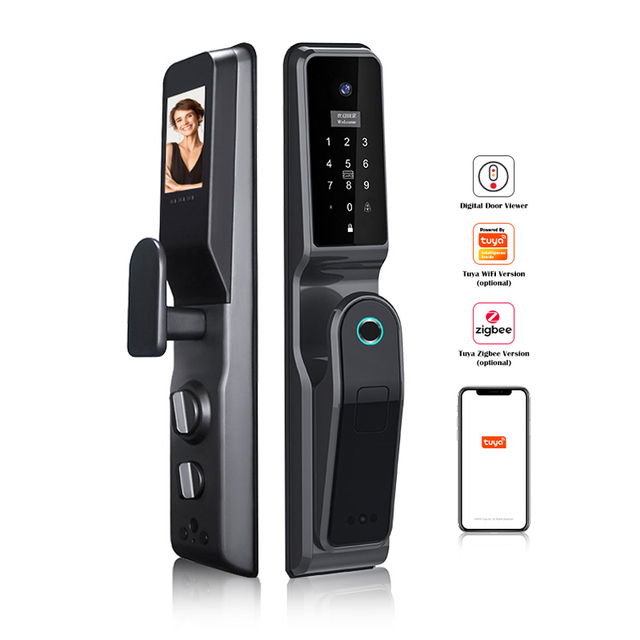 Remote Control Tuya APP Automatic View Biometric home Digital Fingerprint Cats Eye Smart Camera Door Lock