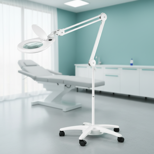 Professional Custom Adjustable Rolling Stand LED Floor Magnifying Lamp <b>Light</b> with Wheels for Laboratory Beauty Salon - Product Image 3