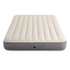 Matelas pneumatique Intex 64102 en PVC floqué avec pompe intégrée, taille double, construction robuste à structure en I, utilisation intérieure/extérieure - Product Image 1