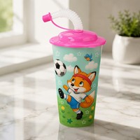 Lot de gobelets en plastique réutilisables, sans BPA, de qualité supérieure, sûrs pour les aliments, écologiques, pour enfants, avec couvercle et paille, idéal pour la rentrée scolaire - Vente chaude OEM