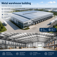 Entrepôt à structure métallique de grande envergure, hangar industriel préfabriqué à portée ultra-large et à plafond clair