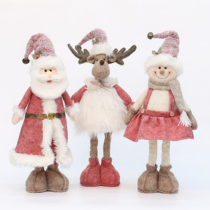 Bonhomme de neige rétractable rose en peluche pour Noël, décoration de fête, cadeau pour le salon - Product Image 5